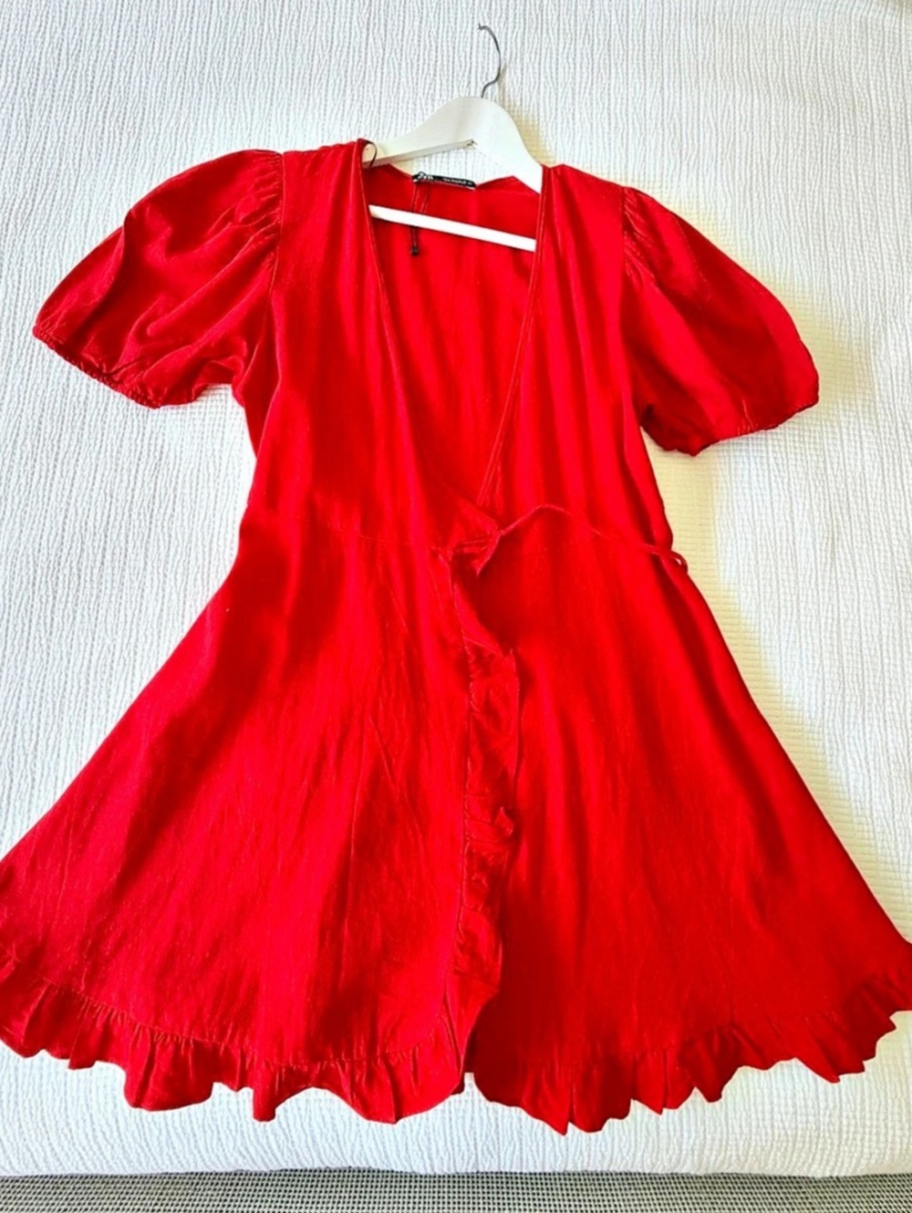 Zara Red Wrap Mini Dress Size Small Like New